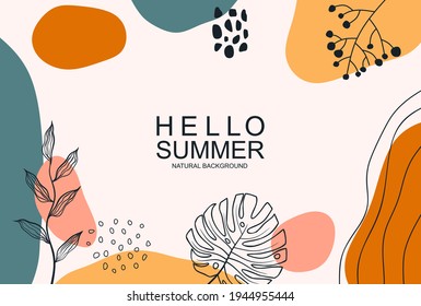 Hello Summer, banner design with vintage colors