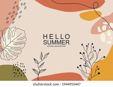 Hello Summer, banner design with vintage colors