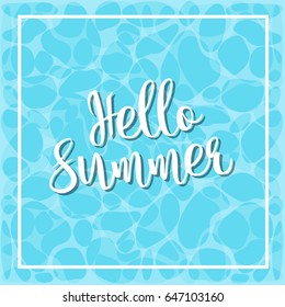 Hello summer banner with pool water background