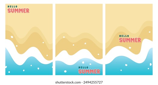Hello summer banner, poster design vacation beach background.