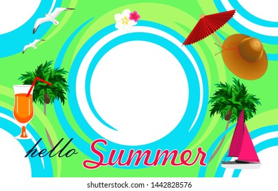 Hello summer banner round decor