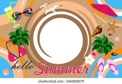 Hello summer banner round decor
