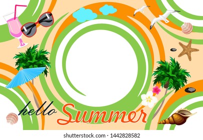 Hello summer banner round decor