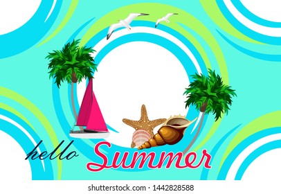Hello summer banner round decor