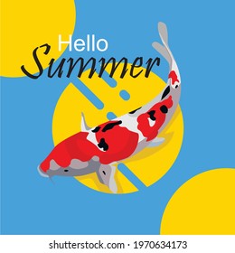 Hello Summer banner. Season vocation, weekend, holiday logo. Summer Time Wallpaper. Happy summer Day. Summer vector Lettering text. Fashionable styling. Eps file