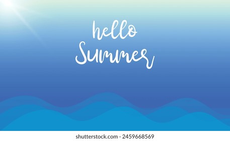 Hola Anuncio de verano. Vocación de temporada, fin de semana, vacaciones. Fondo de pantalla de verano. Feliz día de verano. Vector de verano.