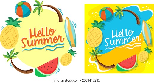 Hello Summer banner template illustration
