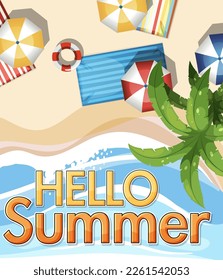 Hello summer banner template illustration