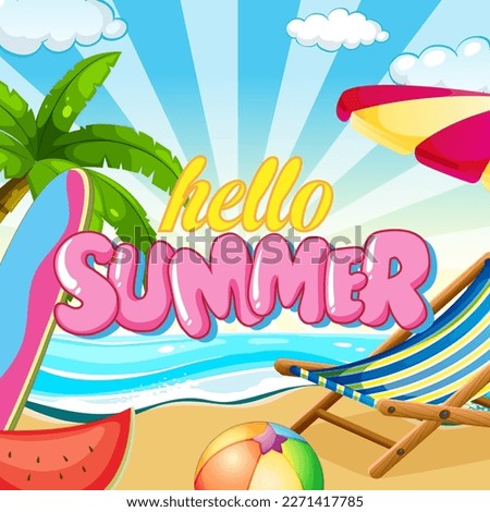Hello summer banner template illustration