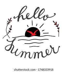 Hello Summer banner. Trendy texture. 