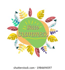Hola, cartel de verano. Textura de moda. logo de fin de semana de vacaciones. Fondo de escritorio de verano.