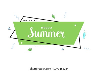 Hello Summer banner. Vector illustration.