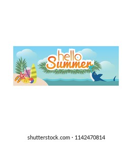 Hello Summer Banners on Isolated Background