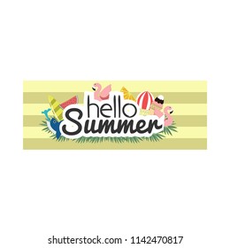 Hello Summer Banners on Isolated Background