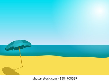 Hello summer beach background enjoy vector layout , brochure illustration template simple isolated landscape style