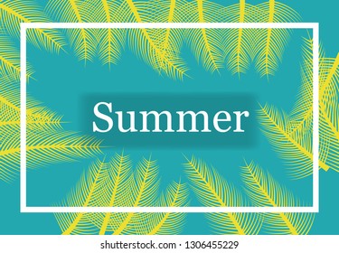 Hello summer beach background enjoy vector layout , brochure illustration template simple isolated landscape style