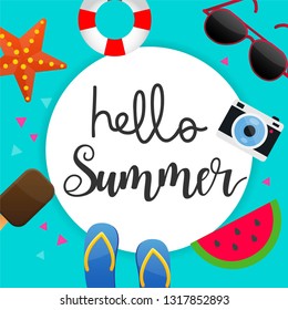Hello Summer Beach Banner Background Vector