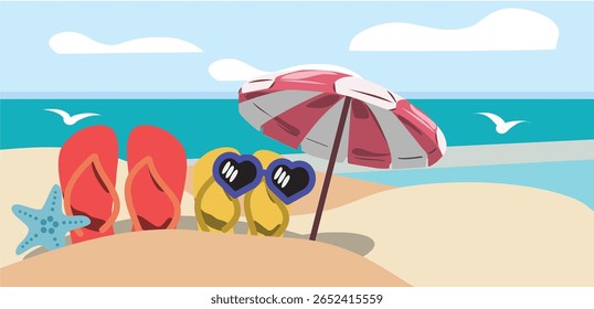 Ilustración de diseño de playa de verano