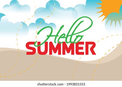 hello summer beach editable background victor template