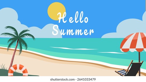 Hello summer beach landscape background