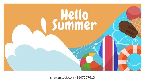 Hello summer beach landscape background