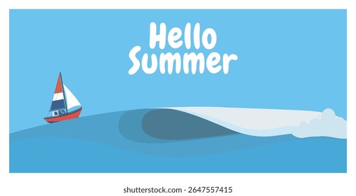 Hello summer beach landscape background