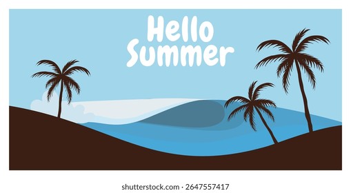Hello summer beach landscape background