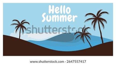 Hello summer beach landscape background