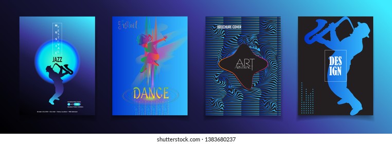 Hello Summer Beach Party Abstract Music Blue brochure cover background set, template colorful banner. 2023 Eurovision Song contest festival Tel Aviv Israel 18th may grand final pop art modern design