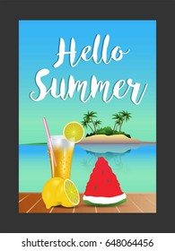 Hello Summer Beach Party Flyer. 