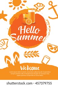 hello summer beach party poster background template