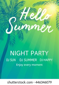 Hello Summer Beach Party.  Vector Design 