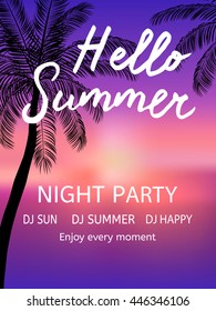 Hello Summer Beach Party.  Vector Design 