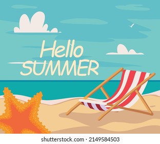 hello summer beach poster design