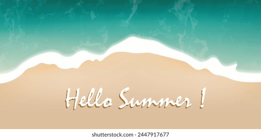 hello summer beach with sand vector poster