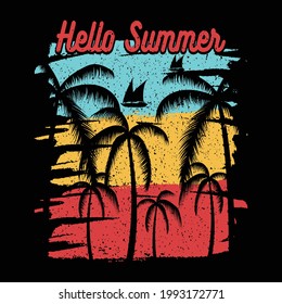 Hello Summer, Beach T-shirt Design