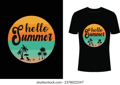 Hello Summer Beach T-shirt Design