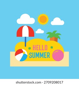 Hello Summer Beach Vacation Background