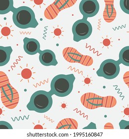 Hello summer beach vector seamless repeat pattern.