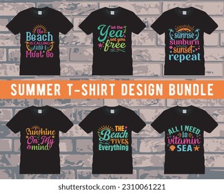 Hello summer, beach vibes, aloha. Set of inspirational quotes. Summer tshirt Design for men and women.