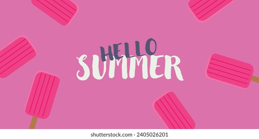 Hello summer! Beautiful bright background with inscription.Vector summer background. Template,wallpaper,background with the inscription Hello Summer