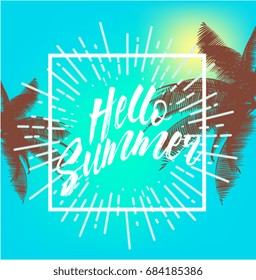 hello summer with beautiful handwritten