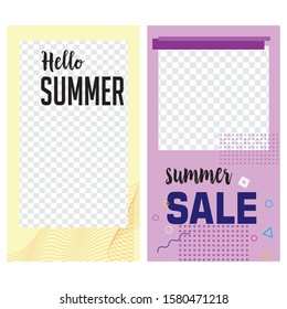 Hello Summer Big Sale Abstract Background for Stories and Post Social Media Template, sale and discount post and stories instagram set for your bussiness, sale banner background, instagram template .
