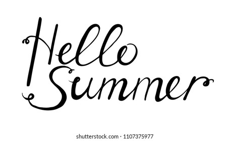 hello summer black lettering for design. inscription