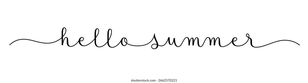 HELLO SUMMER Anuncio de caligrafía de pincel de Vector negro