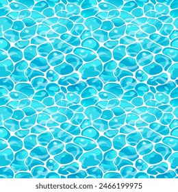 Hola Verano azul agua textura realista, patrón de ondas azules, para los niños piscina fiesta folleto cubierta, Anuncio o invitación tarjeta de decoración, Ilustración vectorial dibujado a mano, Plantilla