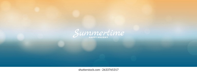 Hello summer with blurred background. Abstract seasonal concept design. Vector illustration