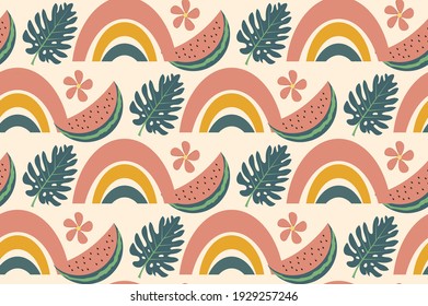 Hello summer boho abstract creative contemporary aesthetic pattern. Vector illustration