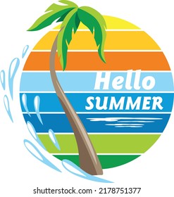 Hello Summer. Bright design for t-shirt. Vector
