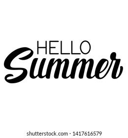 Hello summer brush hand lettering. Vector type illustration.